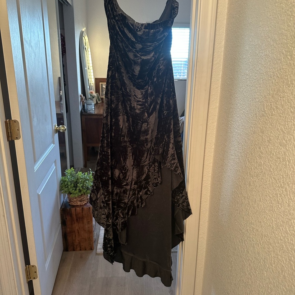 Silence + Noise Black Asymmetrical Velvet Dress